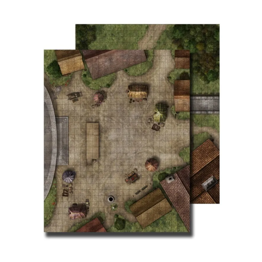 

Флип-мат - Городская площадь (1-е издание), GameMastery - Flip-Mats - Building, City & Village Locales