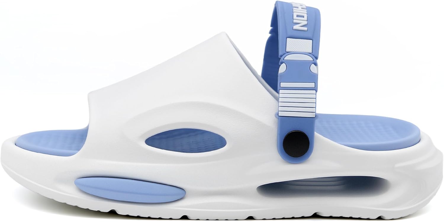 Мужские сандалии Jerzmy Cushioned Slides, ультракомфортные мужские тапочки, спортивные сандалии с поддержкой свода стопы и задним ремешком, открытый носок, для дома, улицы, пляжа, сада и путешествий, белый/синий — фото 2