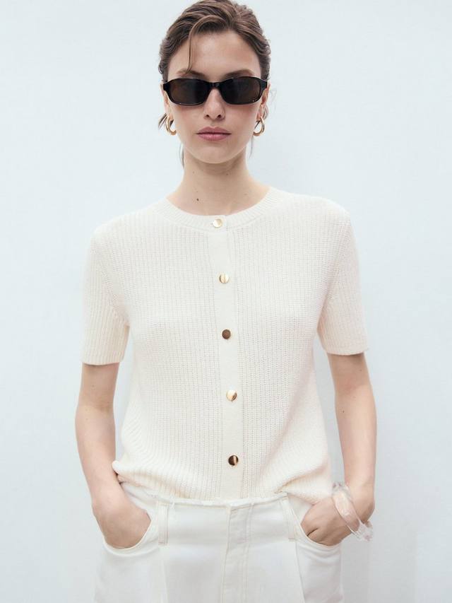 

Тоти кардиган из хлопкового трикотажа Mango, White