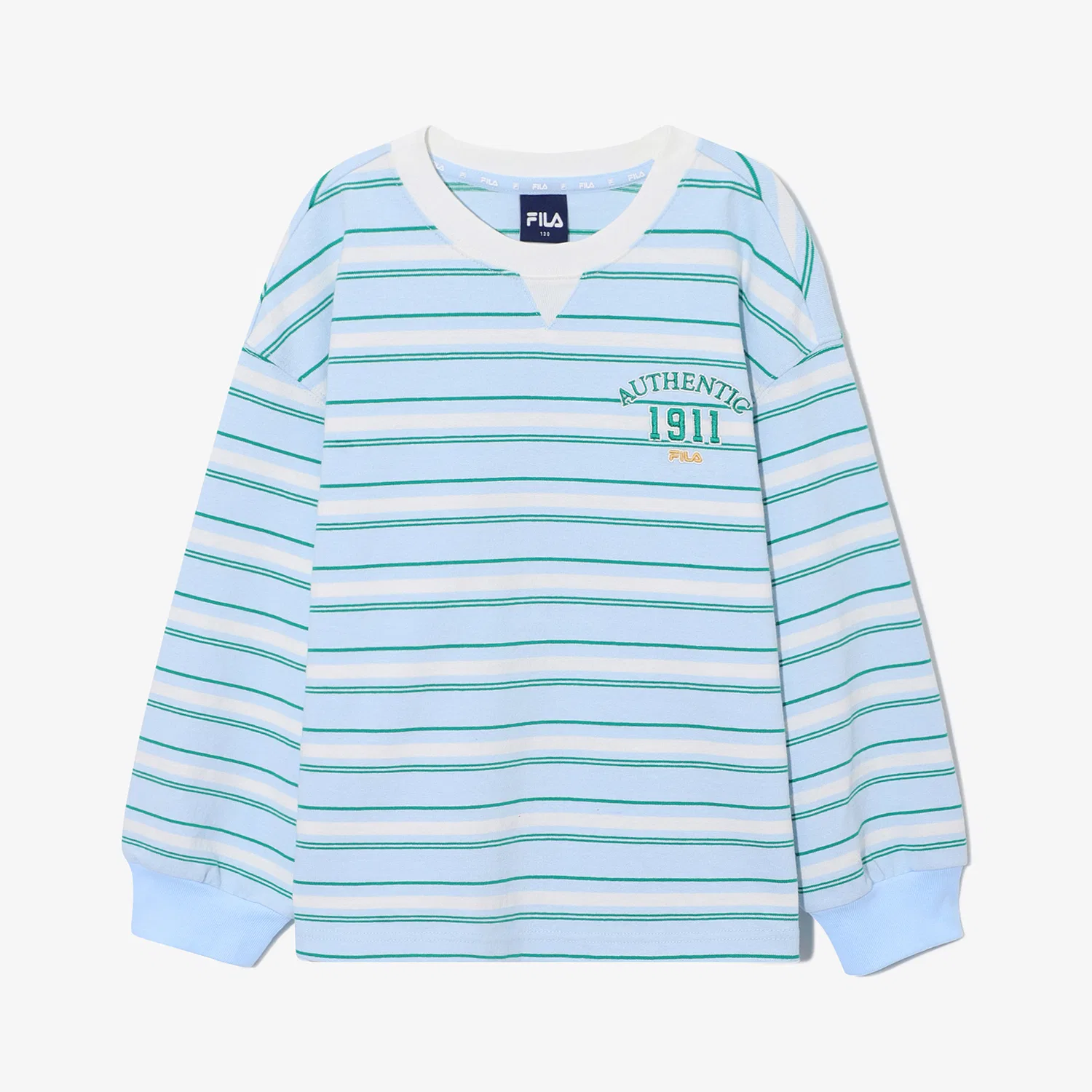 Детская полосатая футболка с длинным рукавом, синяя, от Fila Kids