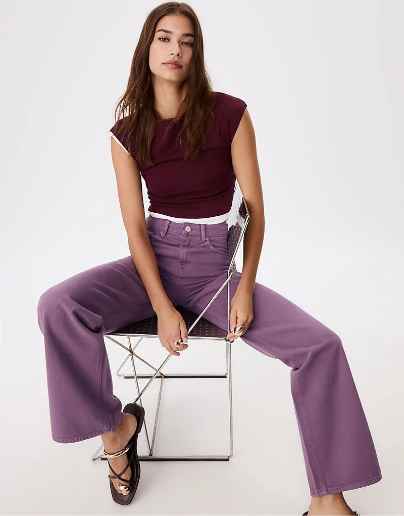 

Джинсы Stradivarius D92 прямого кроя широкого кроя фиолетового цвета