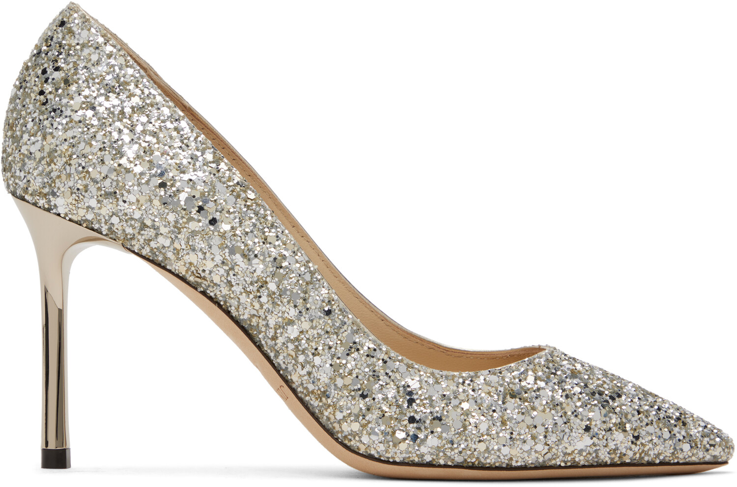 Серебряные туфли Romy 85 Jimmy Choo, Champagne
