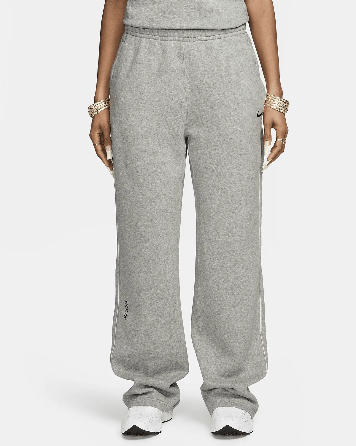 NOCTA Fleece CS Open-Hem Sweatpants NOCTA, Dark Grey Heather/Matte Silver/Black — фото 3