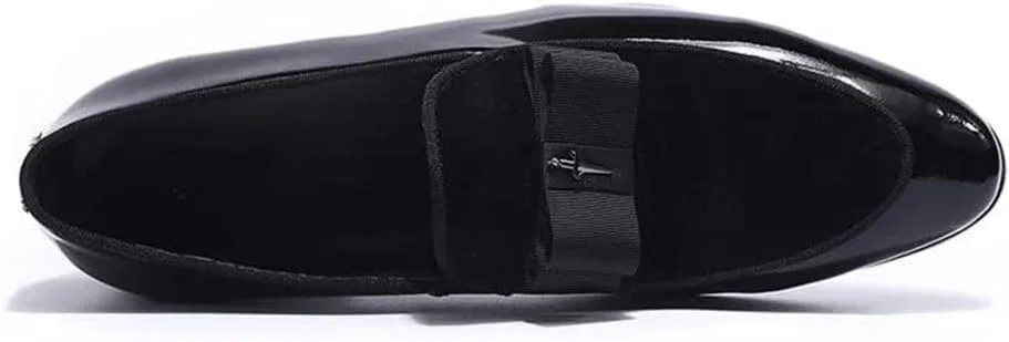 Лоферы кожаные с замшей Men All Season Loafer Shoes Patent Leather with Suede Slip On Party Wedding Banquet Dress Footwear, красный — фото 3