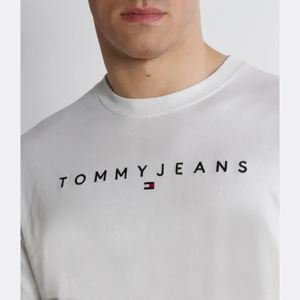 Футболка с линейным логотипом, расширенная футболка обычного кроя Tommy Hilfiger, белый — фото 4
