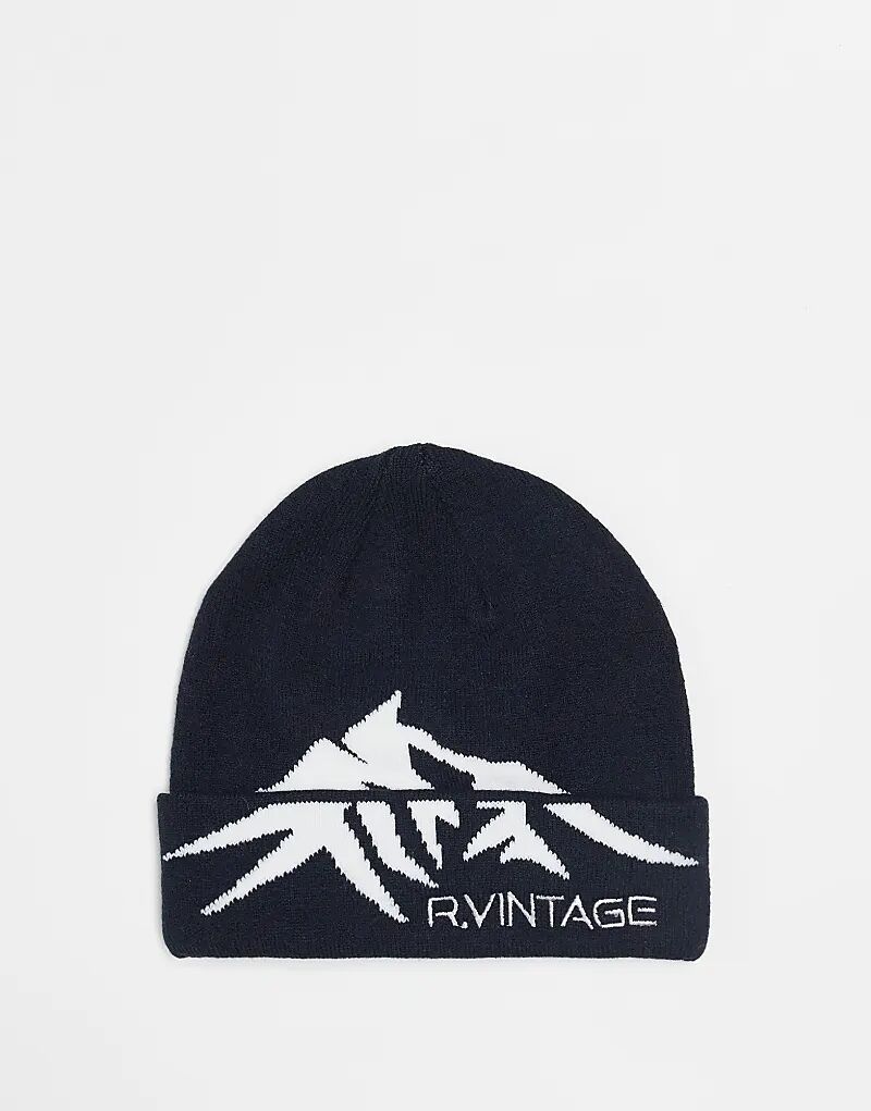 

Винтажная шапка-бини унисекс Reclaimed Vintage с контуром горы, черного цвета