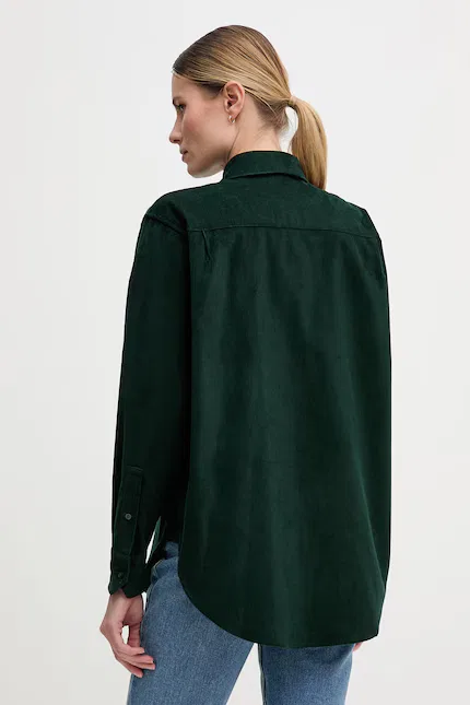 Рубашка женская Lacoste, зеленая хлопковая — фото 3