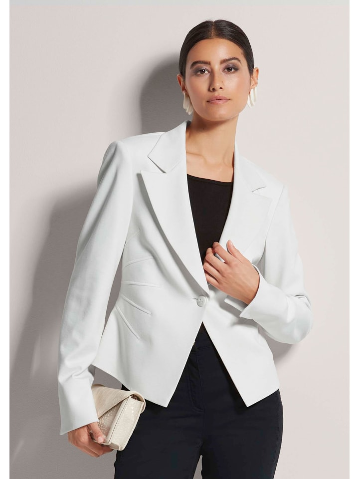 

MADELEINE Короткий трикотажный блейзер с декоративной строчкой кремового цвета