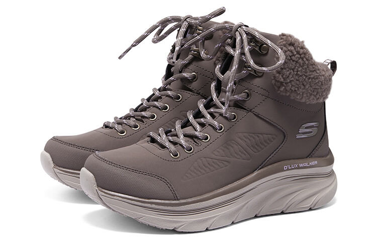 Зимние ботинки Skechers мехом и шнуровкой, коричневый — фото 3