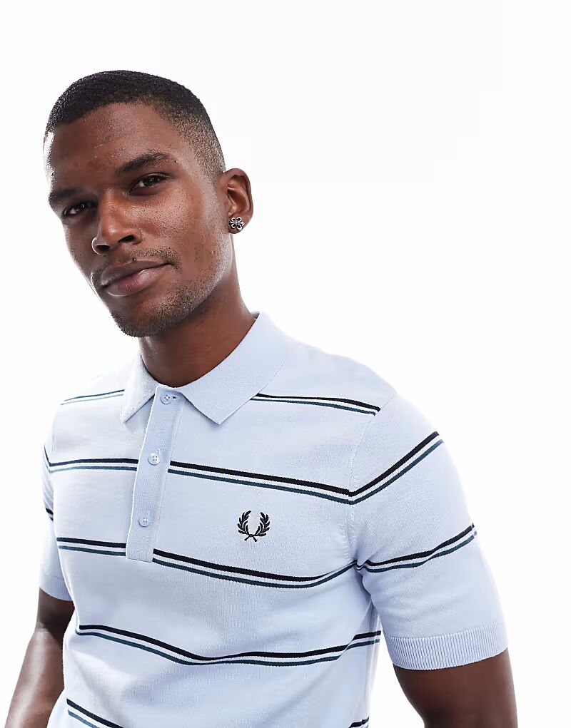 

Полосатая трикотажная рубашка-поло Fred Perry синего цвета