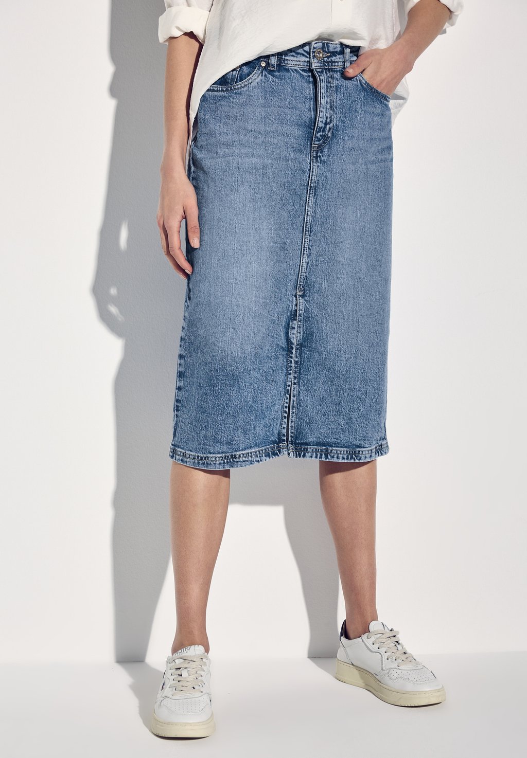 

Джинсовая юбка Pencil skirt Street One, металлик синий
