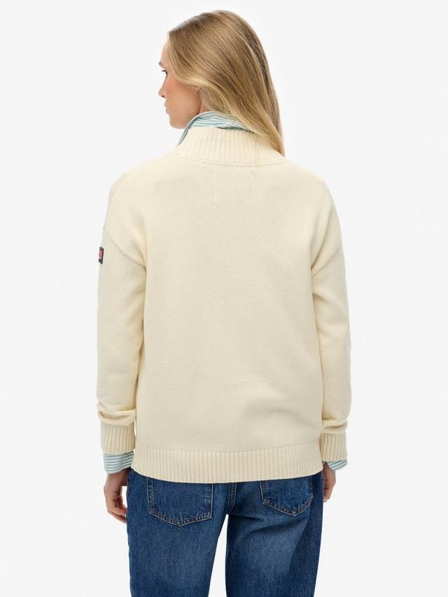 Свободный вязаный полу-зип свитер Superdry, Natural White — фото 2