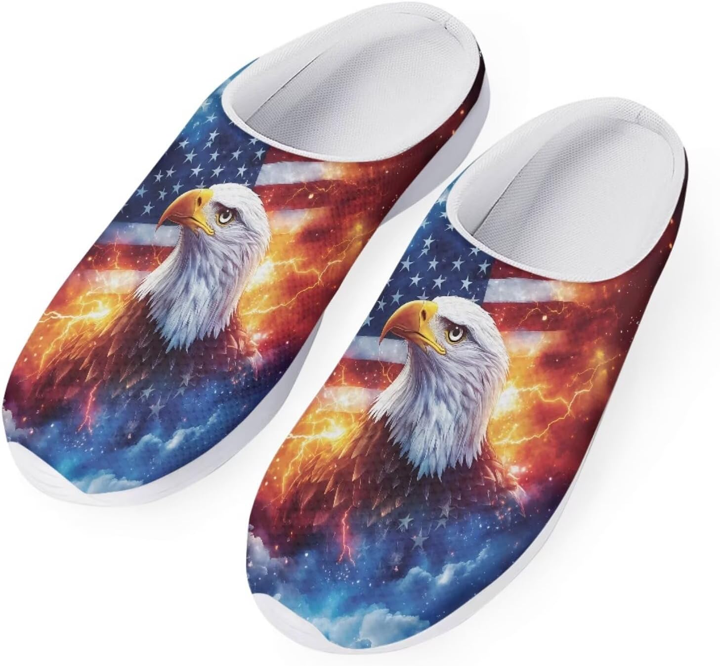 

Женские слипоны-кроссовки Forchrinse с тропическим ананасом и плюмерией, дышащие, для ходьбы, сабо, домашние и пляжные тапочки, обувь для медсестер, легкие, American Flag Eagle Fire Flame