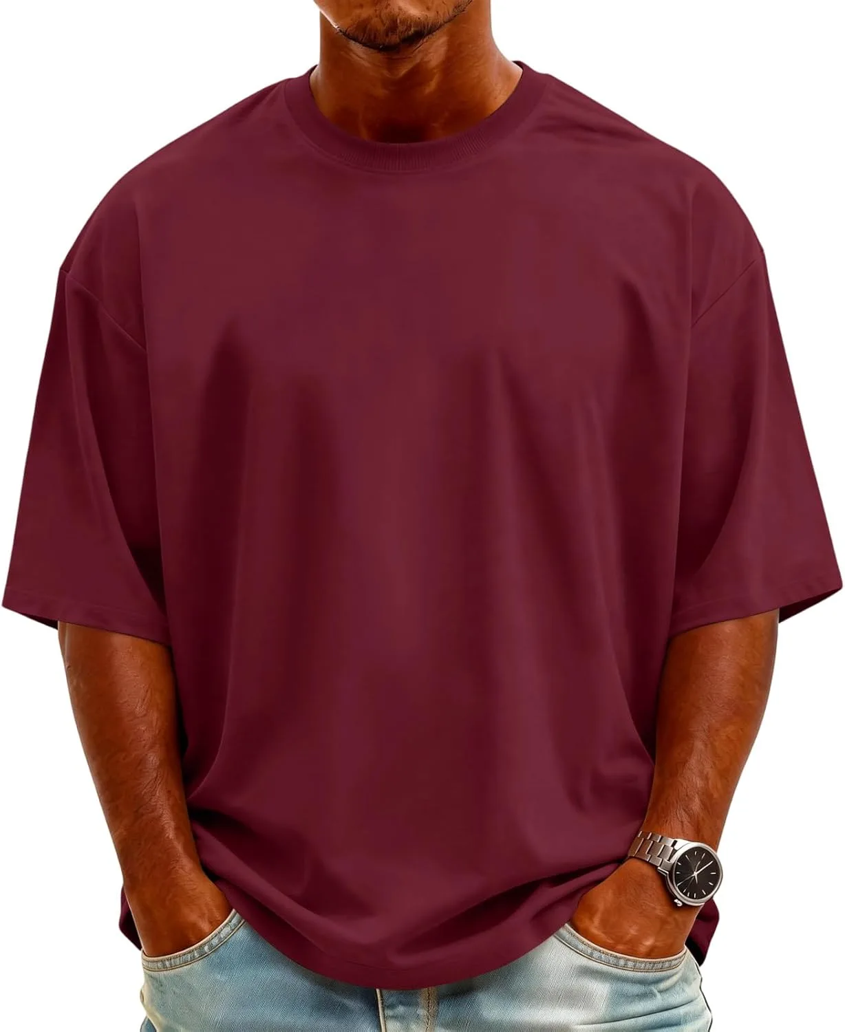 

Футболка Oversized для мужчин, Crewneck, короткий рукав RODYETQQ