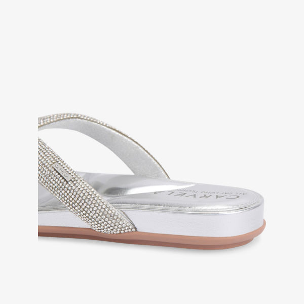 Сандалии Carvela Riviera с плетением и украшениями из страз, серебряный — фото 3
