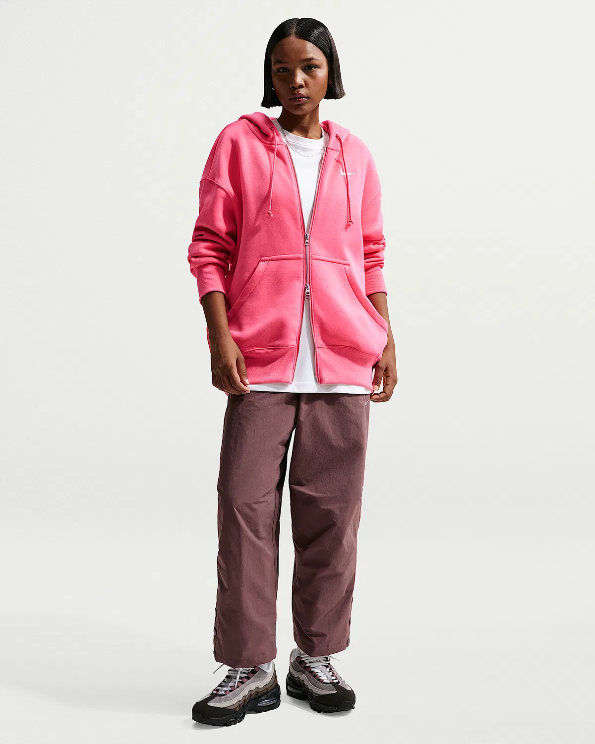 Женская оверсайз худи на молнии Nike Sportswear Phoenix Fleece, Sea Coral/Sail — фото 4