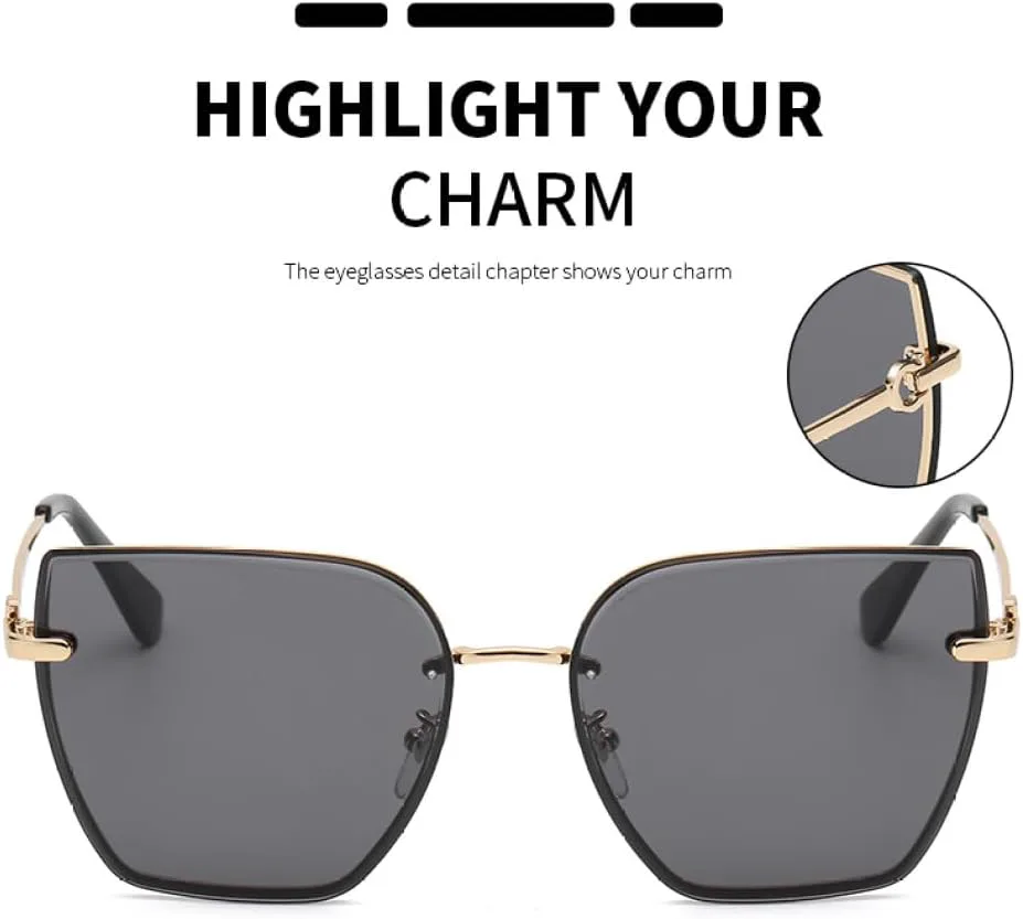 

Ретро-солнцезащитные очки «кошачий глаз» для женщин, модные безободковые солнцезащитные очки с градиентными линзами, женские безрамочные очки LVTFCO, Dark Brown