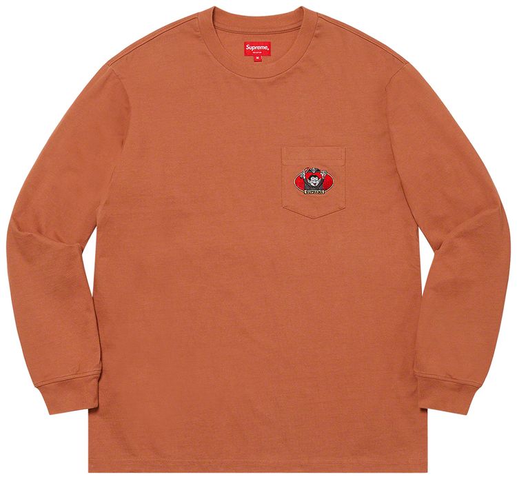 

Футболка Supreme Vampire Boy Long-Sleeve Pocket Tee 'Rust', коричневый