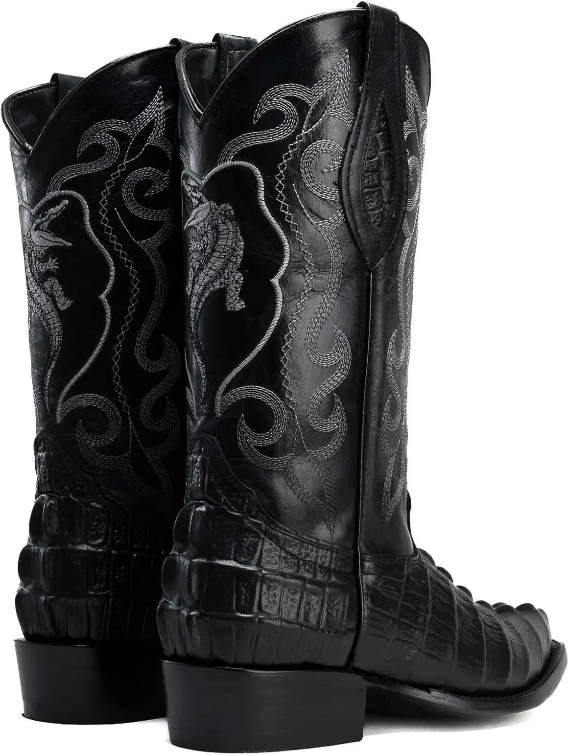 Мужские вестерн-сапоги Joe Boots 904 Classic с экзотическим принтом каймана, натуральная кожа, носок J, кожа подошва Joe Exclusive, черный — фото 3