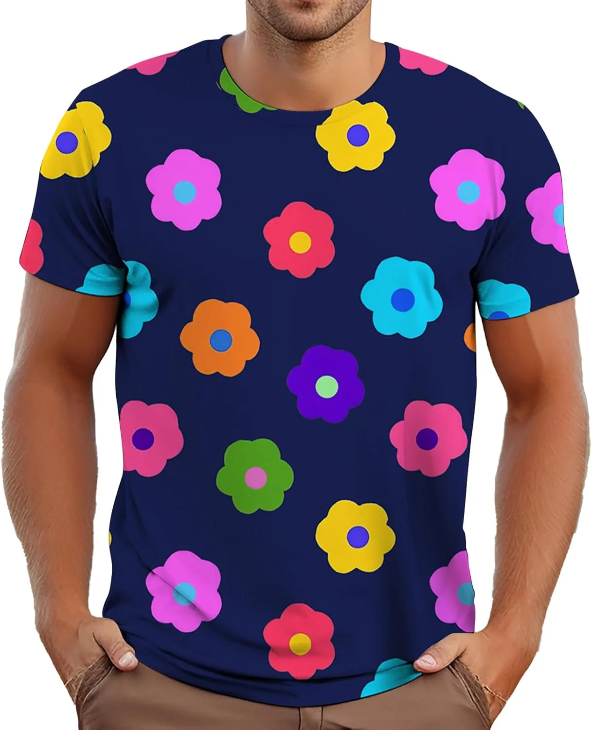 Printed T Shirts for Men | Floral Printed Crewneck Basic T Shirt,Loose Fit Casual Trendy Tee Top Clothes for Work School