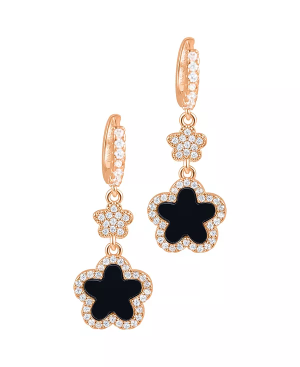 

Серьги с белым клевером и золотыми фианитами Adornia, black