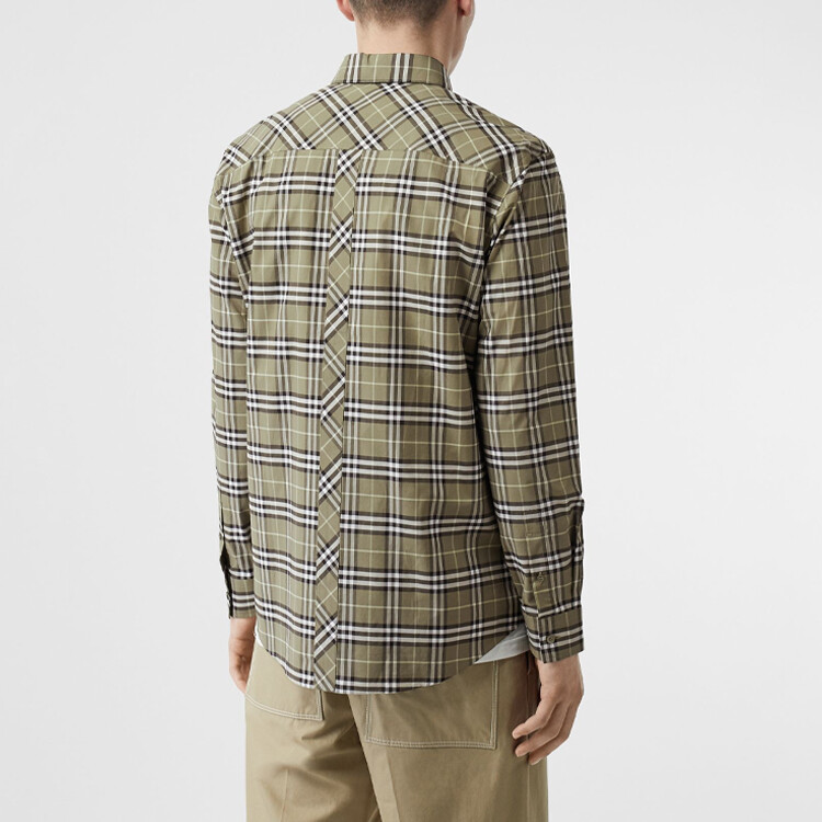 Рубашка мужская Burberry, классическая, зеленый — фото 4