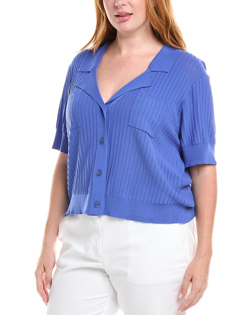 

Трикотажная рубашка Tahari ASL Plus Pointelle Stripe, синий