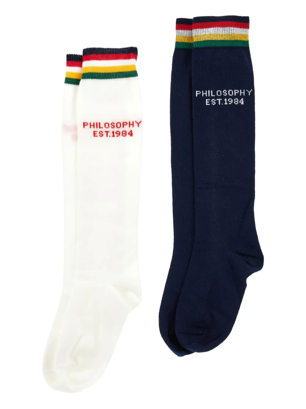 

Полосатые носки с логотипом Philosophy Di Lorenzo Serafini Kids, белый