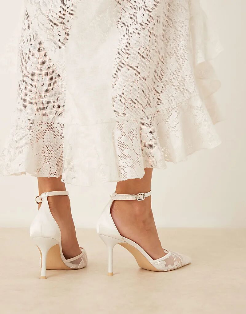 Туфли Be Mine Bridal Vennie на каблуке-рюмочке из кружева цвета слоновой кости — фото 4