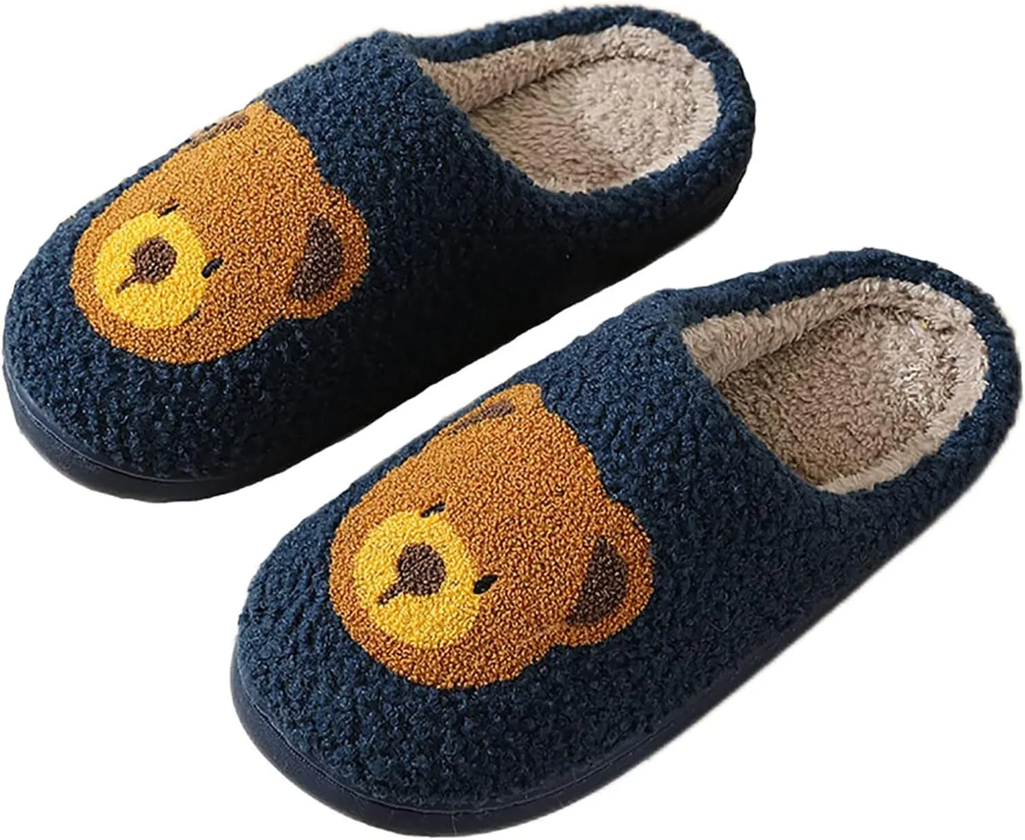 Тапочки с милым лягушонком, Fuzzy Memory Foam, синий медведь ULEL