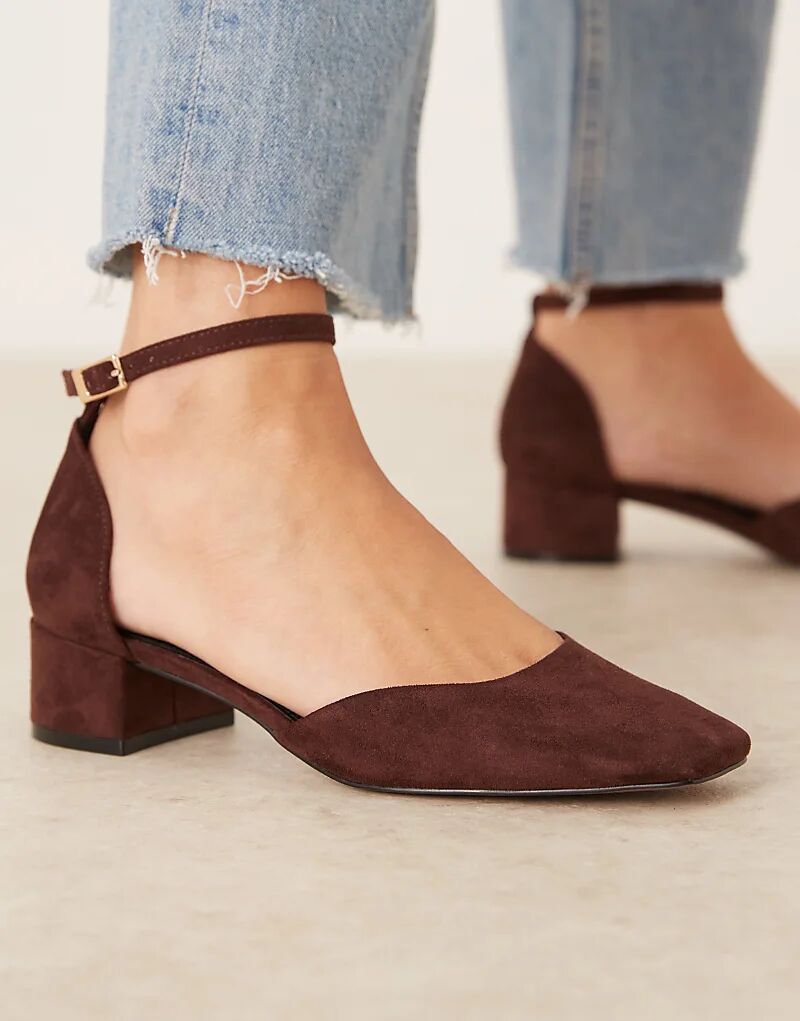 Туфли ASOS DESIGN Sweet на среднем каблуке из замши шоколадного цвета — фото 4