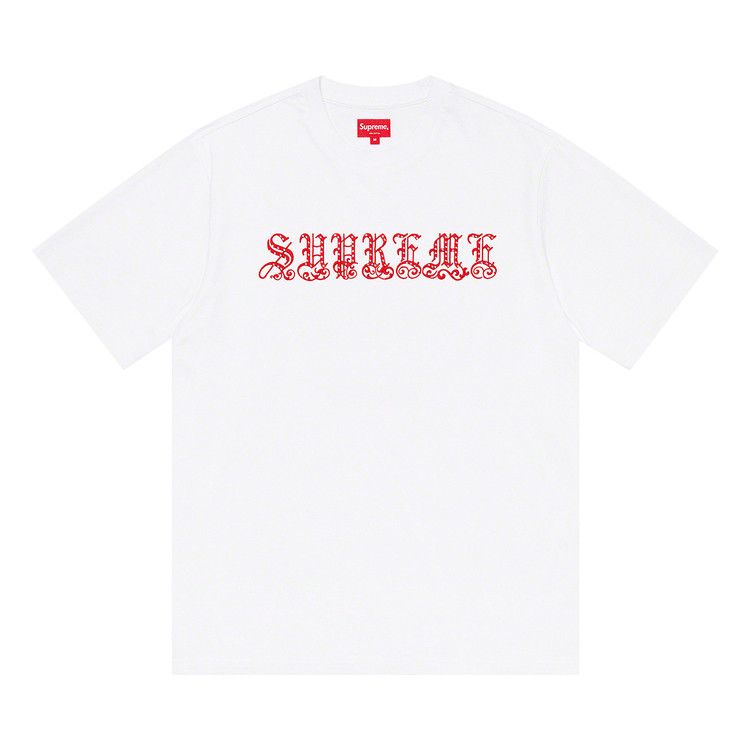 

Топ Supreme Old English Rhinestone Short-Sleeve Top, White