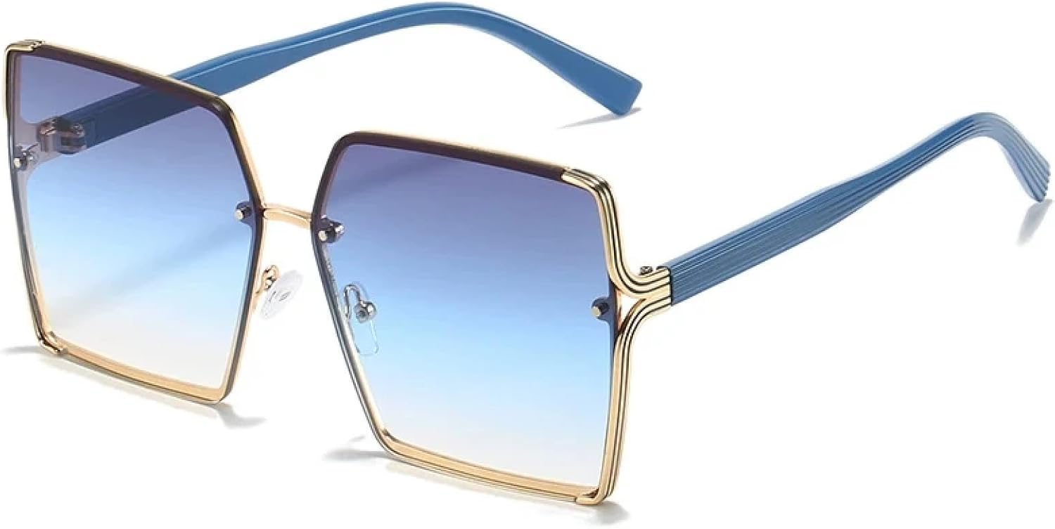 

Роскошные солнцезащитные очки для женщин и мужчин, модные ретро-очки в крупной оправе, очки для уличной фотографии, солнцезащитные очки с защитой от УФ-излучения UV400 TKKTLLT, Blue Gray Blue