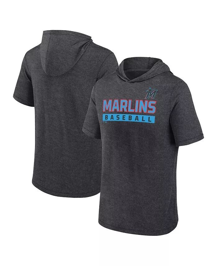 

Мужская толстовка с коротким рукавом Heather Charcoal Miami Marlins Push Fanatics