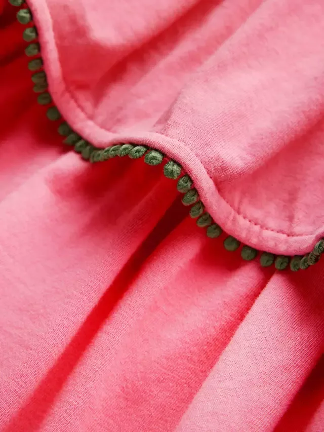 Детское многоярусное трикотажное летнее платье, ярко-розовый цвет Mini Boden — фото 3