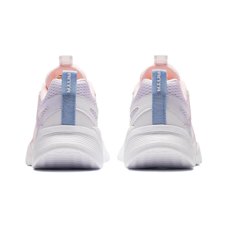 Antakids Детские повседневные кроссовки low top бело-розово-фиолетовые, нескользящие, износостойкие, дышащие — фото 4