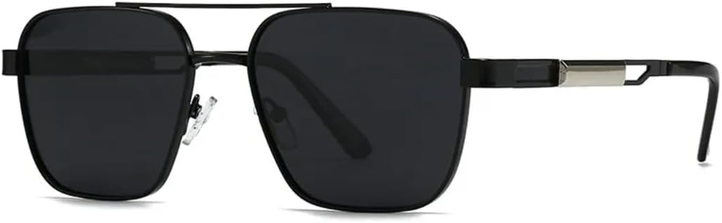 

Модные солнцезащитные очки с двойной перемычкой, квадратной формы, женские, в стиле ретро, ​​с заклепками, мужские, в стиле панк, с защитой от УФ-излучения UV400 TVTBBVV, C2 Black Black