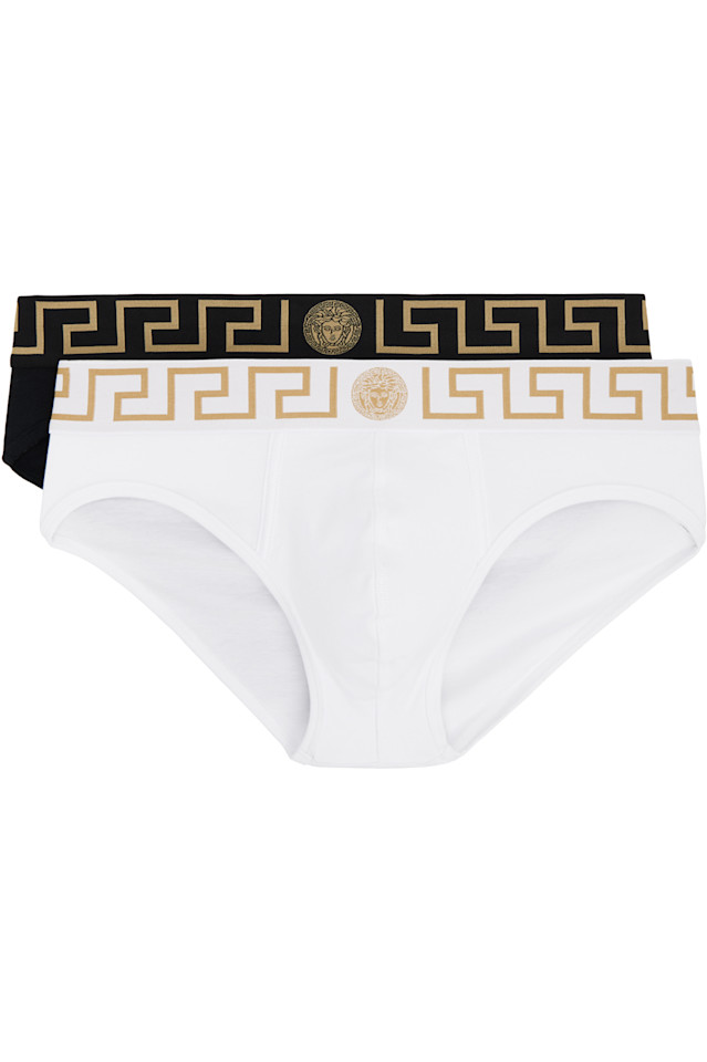 

Два черных плавка с греческим бордюром Greca Versace Underwear, мультиколор