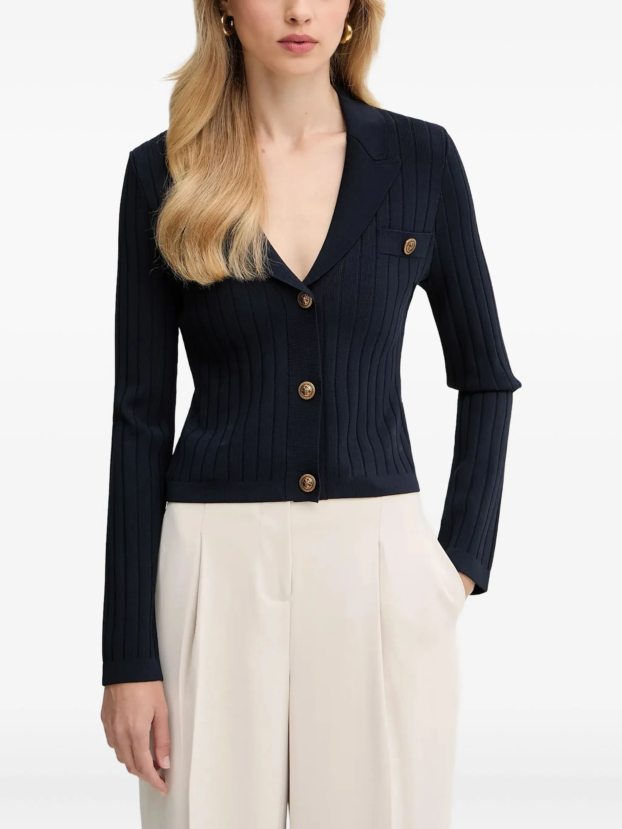 

Кардиган в рубчик на пуговицах Guess Usa, синий