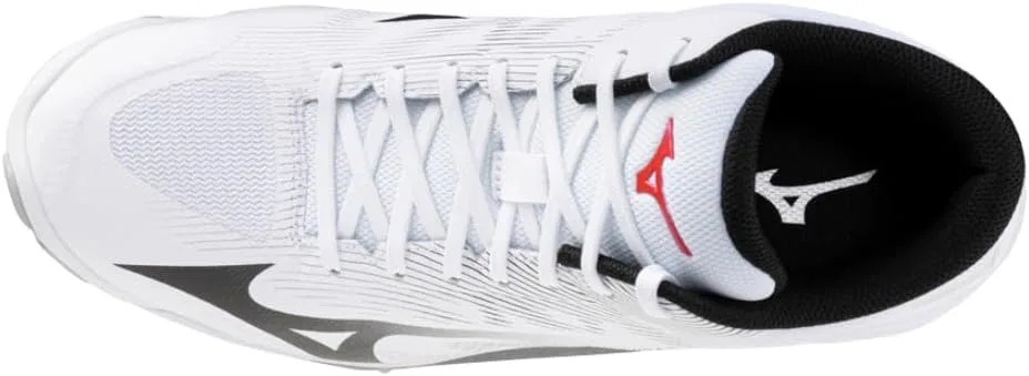 Волейбольные кроссовки Mizuno Wave Lightning PRO Mid, средней высоты, белые, черные, красные, с легкой амортизацией и промежуточной подошвой PoWnCe — фото 3