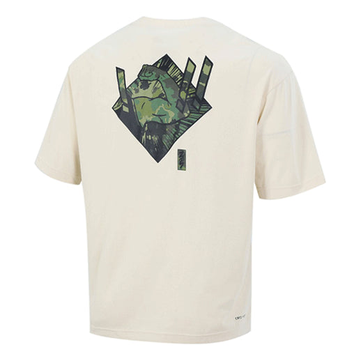 

Футболка Men's Jordan Dri-FIT Zion Basketball Sports Printing Knit Round Neck Short Sleeve Creamy White T-Shirt DH0593-234, кремовый