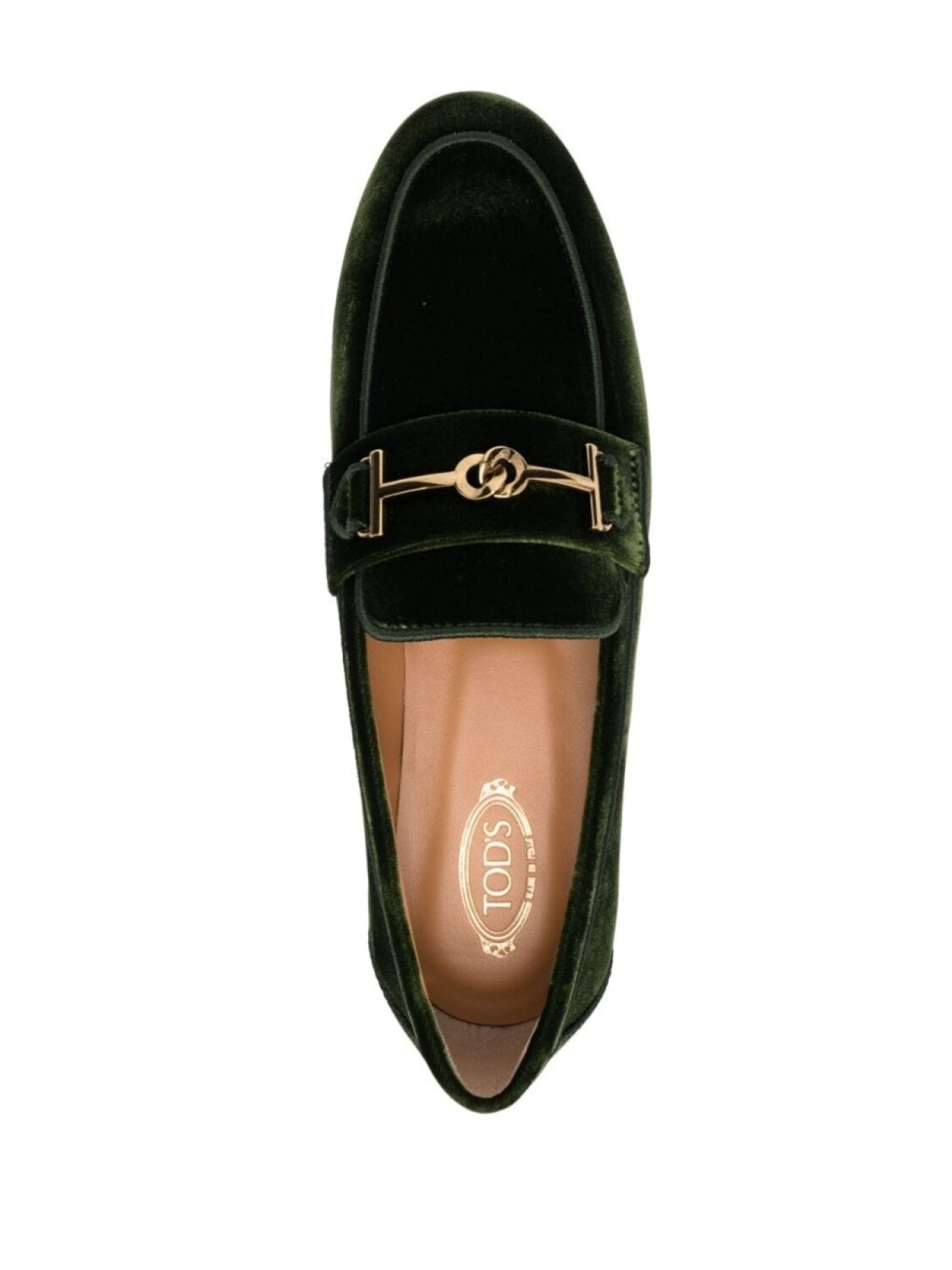 Tod's бархатные лоферы с логотипом, зеленый — фото 4