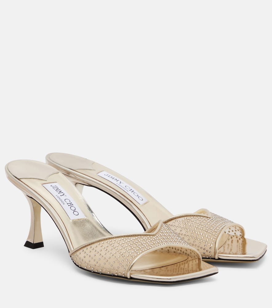 Skye 70 мюли с декоративной сеткой Jimmy Choo, Gold/Gold