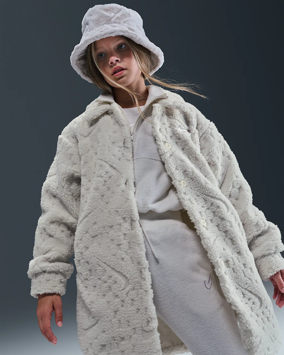 Детская куртка Nike Sportswear для девочек, Soft Pearl/White — фото 3
