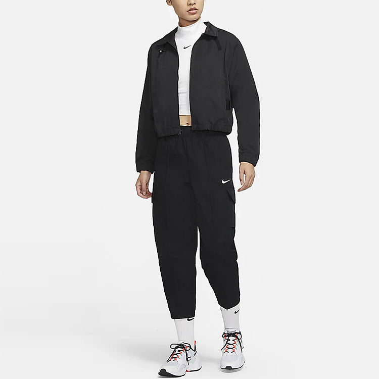 Спортивные брюки (WMNS) Nike Logo Solid Color Woven Sports Pants/Trousers/Joggers Autumn Black DD5984-010 — фото 3