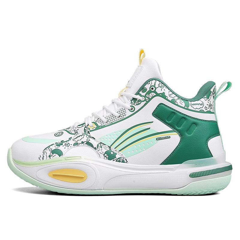 

TOMAY Антискользящие и износостойкие баскетбольные кроссовки Mid-Top с эффектом увеличения роста и амортизацией мужские бело-зеленые, цвет White Green