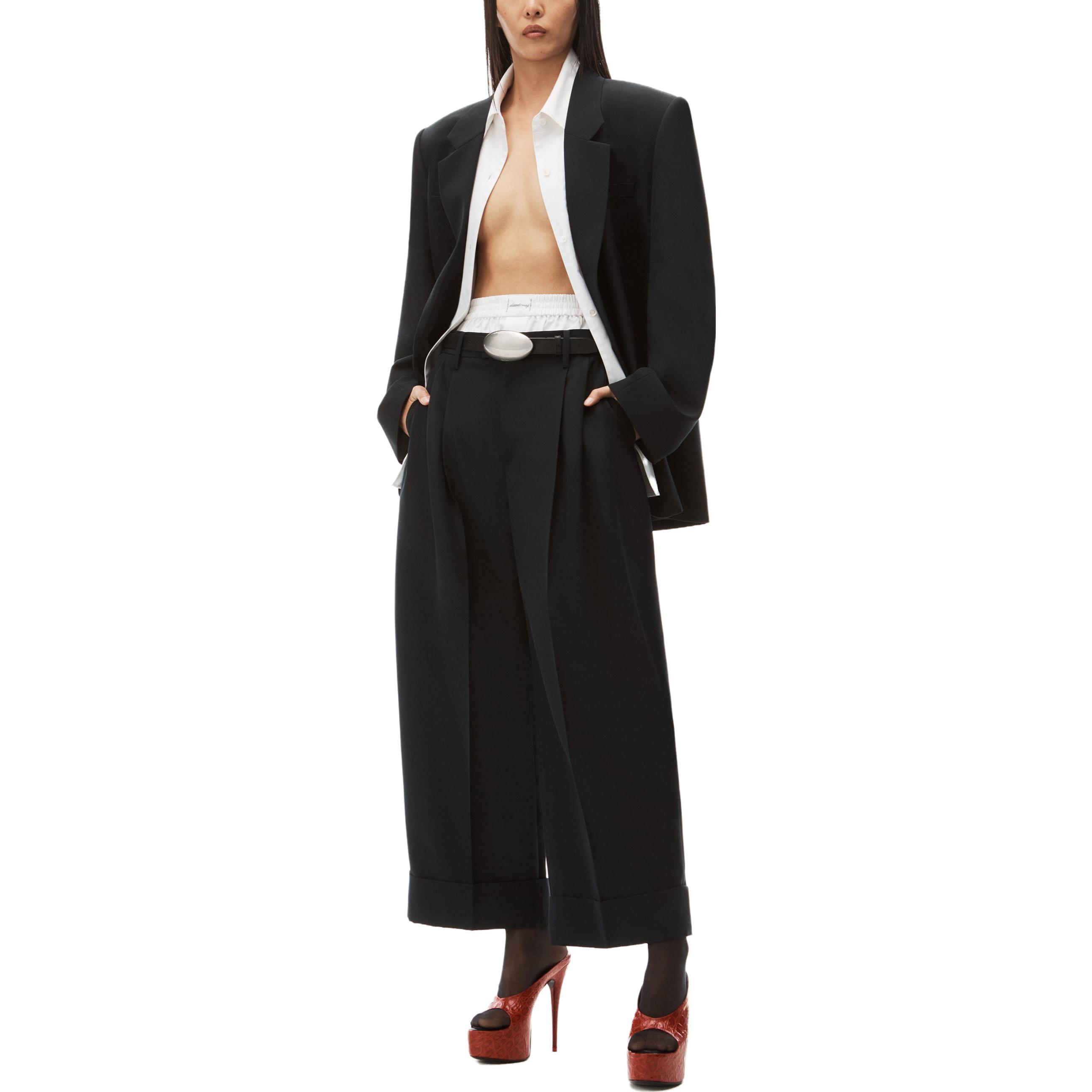 Слоеные укороченные брюки Alexander Wang, черный — фото 4