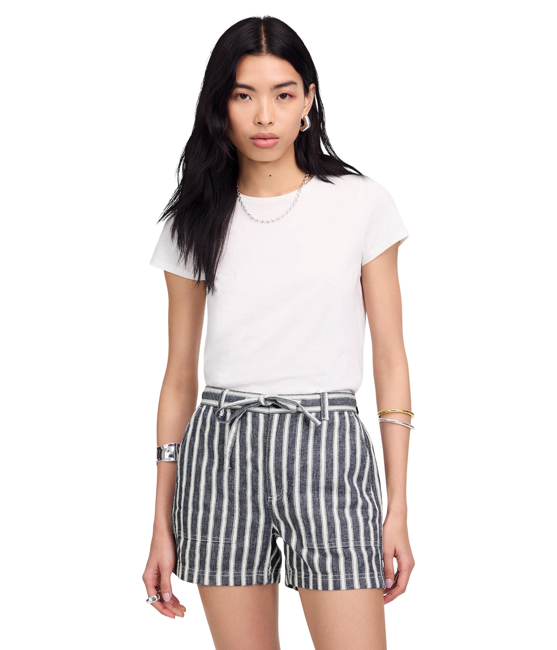 

Шорты Madewell Utility E Back Shorts - Striped Twill Line, Navy White Stripe