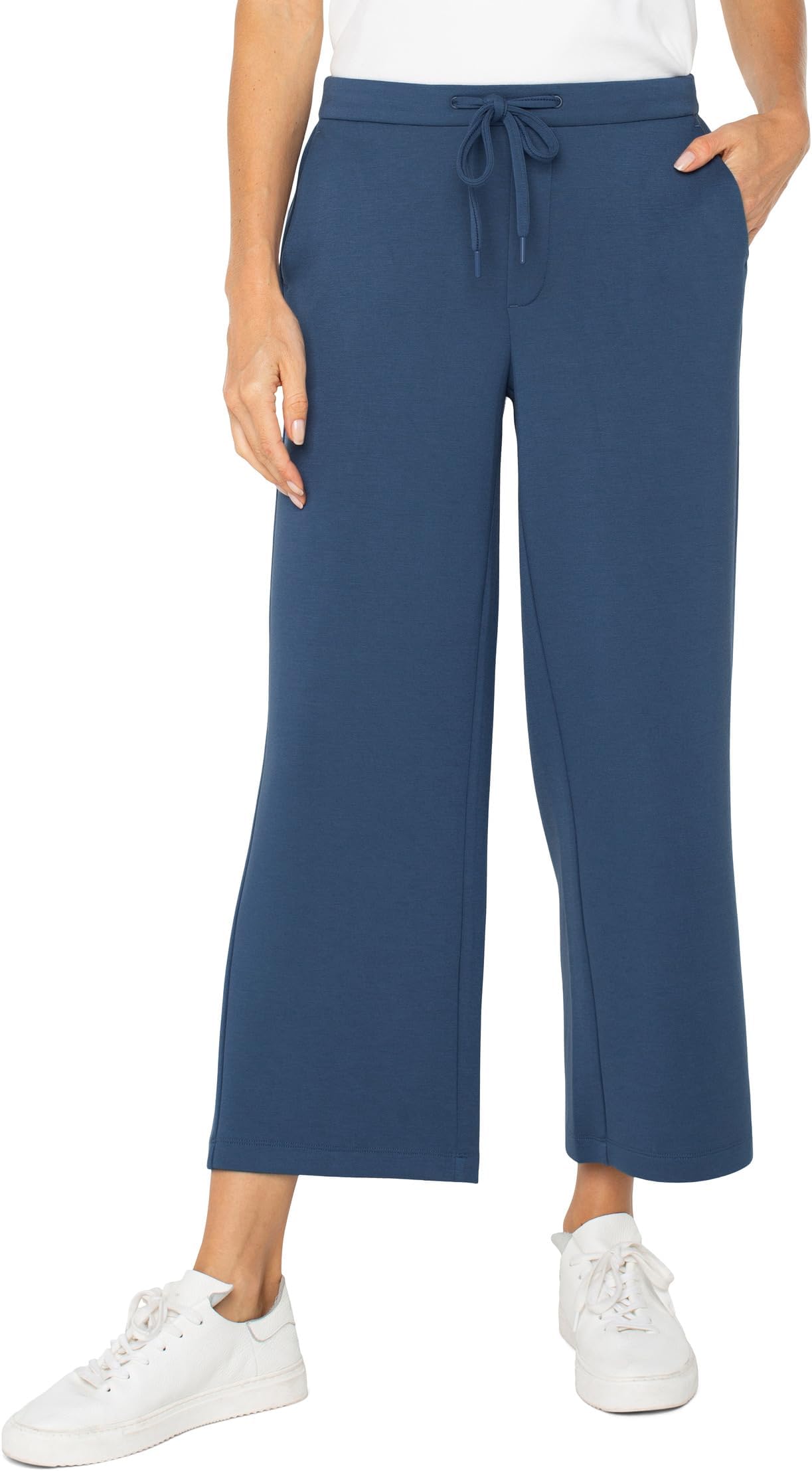 

Брюки Liverpool Los Angeles Plush Comfort Knit Pull On Wide Leg Crop Trouser, цвет Prussian Blue