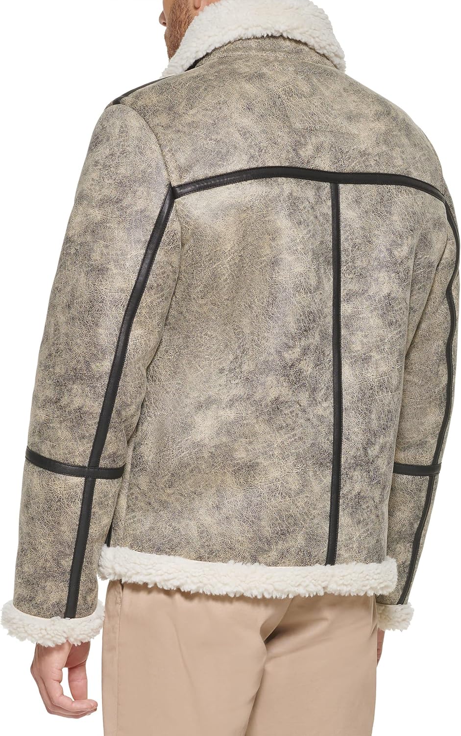 Мужская куртка-авиатор Tommy Hilfiger из искусственной кожи с флисовой подкладкой, Grey — фото 4